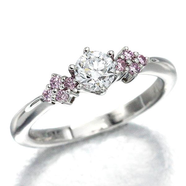 プラチナ ダイヤモンド 天然ピンクダイヤ リング 7号 D0.320ct Pt950