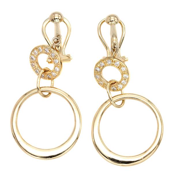 K18YG ダイヤモンド ピアス D0.12ct×2 イエローゴールド750 両耳 