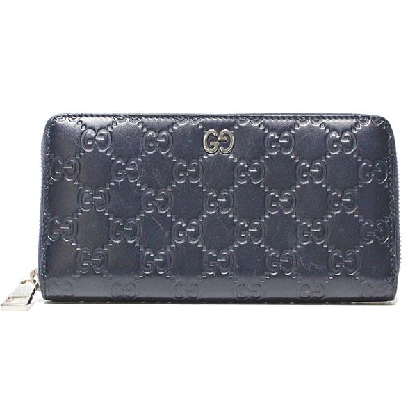 ✨極美品✨GUCCI 長財布　ドリアン　シマ　シグネチャー　GG柄　ネイビー Brandol / GUCCI グッチ ラウンドファスナー長財布 シグネチャー