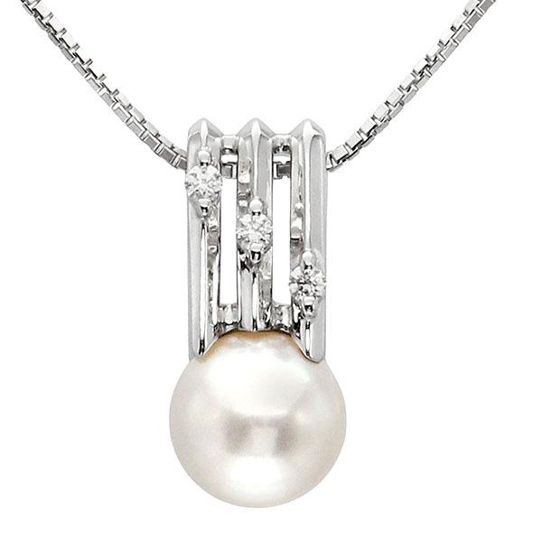 田崎真珠　パール　ネックレス　一粒　K18 WG 楽天市場】TASAKI タサキ 一粒パールネックレス WG×ダイヤ 真珠：9mm