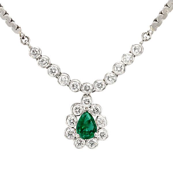 プラチナ エメラルド ダイヤモンド ネックレス 41cm E0.69ct D1 プラチナ エメラルド ダイヤモンド ネックレス 41cm E0.69ct D1