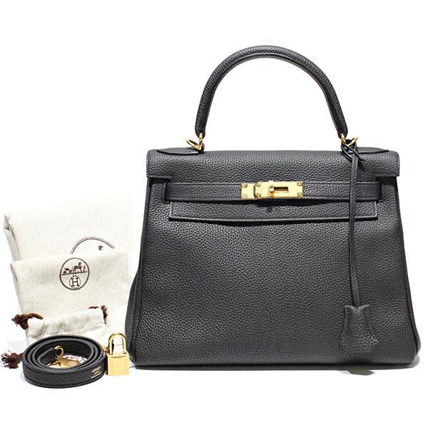Kelly 美品 エルメス HERMES ケリーバッグ 28 内縫い ブラック 