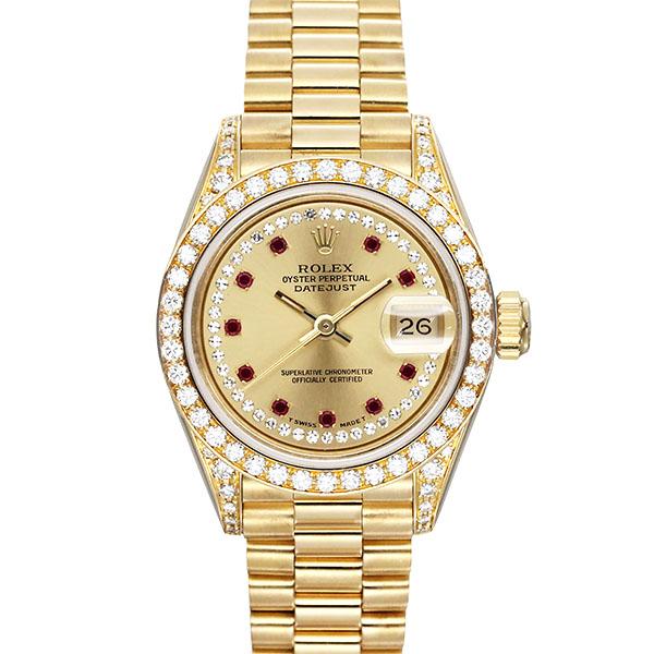 ロレックス デイトジャスト 自動巻き時計　本体のみ デイトジャスト ロレックス ROLEX 69158 ミリヤード文字盤 W番 K18YG