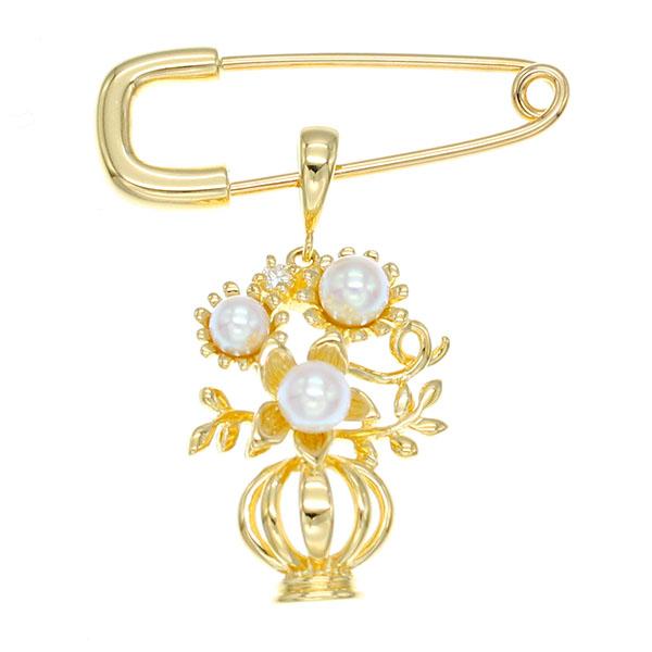 MIKIMOTO（ミキモト） フラワーモチーフ K18YG パール ダイヤ