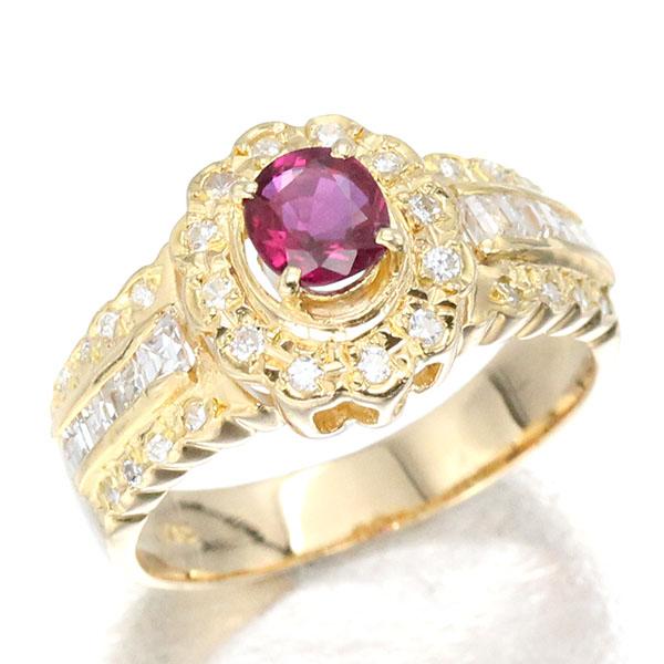 【10号】ダイヤ×ルビー リング K18YG K18YG ルビー ダイヤモンド リング 10号 指輪 宝石 ジュエリー