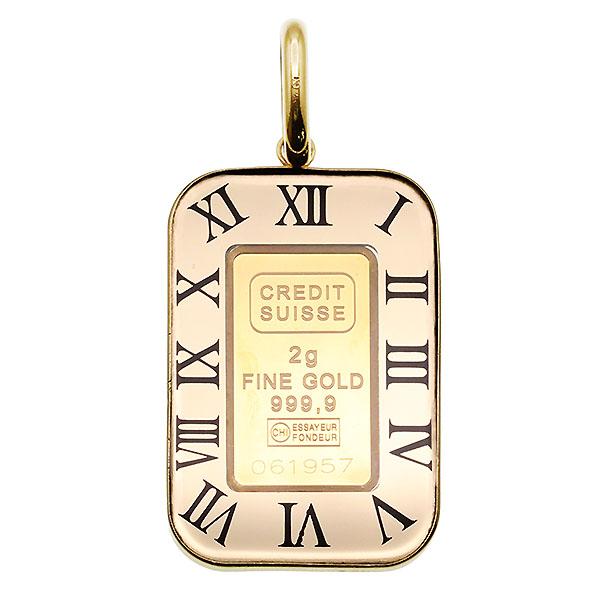 K18枠/K24 純金 自由の女神 リバティ インゴット 2g ペンダントトップ