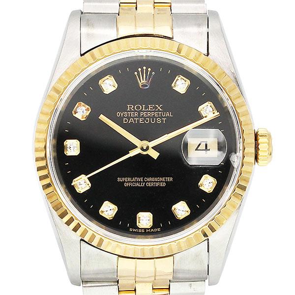 デイトジャスト ロレックス ROLEX 16233G ブラック文字盤 W番 10P