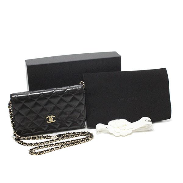 シャネル長財布 ココマーク チェーンウォレット キャビアスキン ブラック黒 40802066183 CHANEL（シャネル） 美品 マトラッセ ココマーク チェーン ウォレット