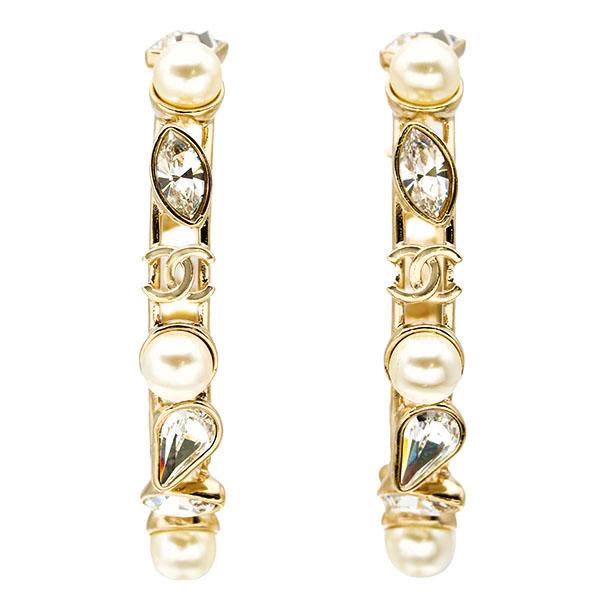 CHANEL（シャネル） ココマーク ラインストーン フェイクパール ピアス