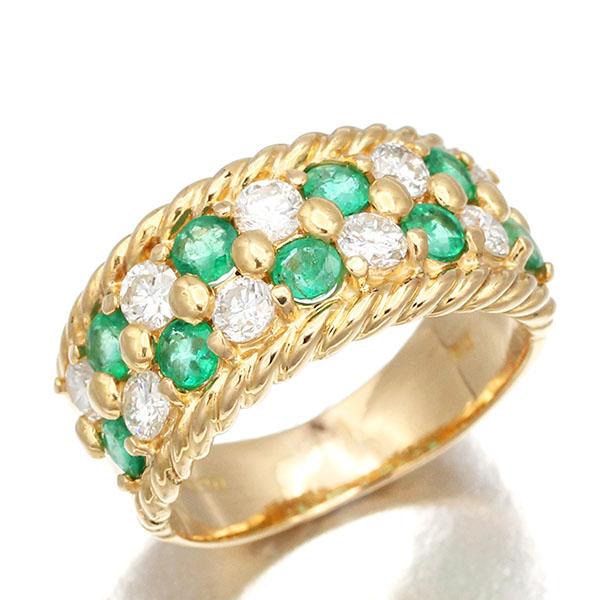 K18YG エメラルド ダイヤモンド リング 13号 D0.90ct イエローゴールド