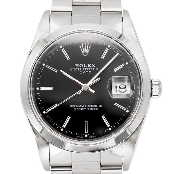 【ROLEX/ロレックス】 オイスターパーペチュアル デイト 15200 ギャラ/保証書付き 腕時計 ステンレススチール 自動巻き/オートマ U番 1998年 ブラック文字盤 メンズ【中古】【真子質店】【BL】【MoIKx】【ex】 オイスター パーペチュアル ロレックス ROLEX デイト 15200 ブラック