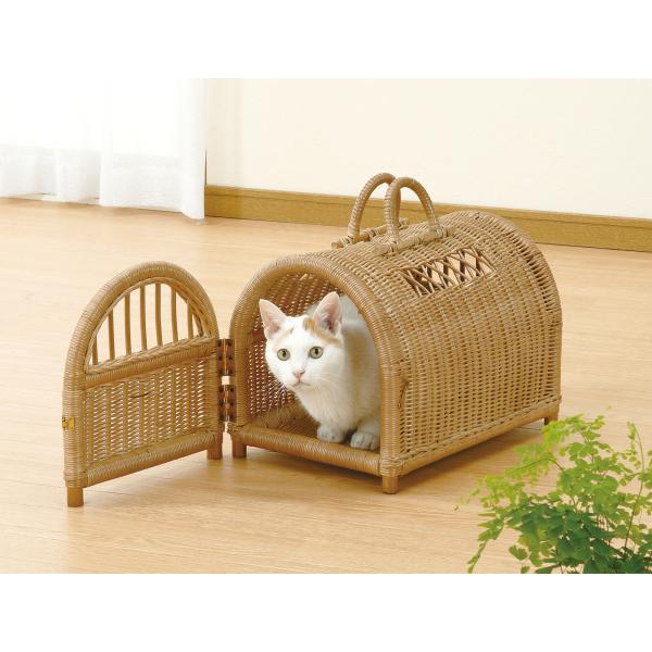 籐 ラタン ペットキャリーバスケット 天然素材 猫 犬