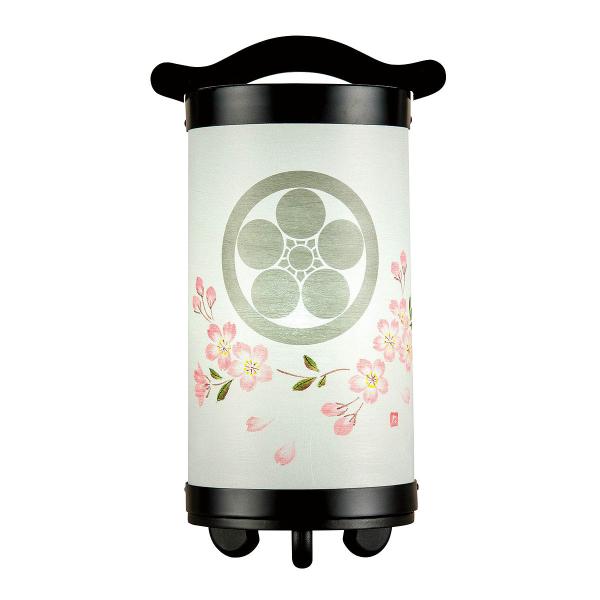 盆提灯 初盆 家紋 20号 回忌灯 手書き絵 桜 家紋入り  コードレス LED 樹峰 岐阜提灯 盆ちょうちん  ミニ コンパクト