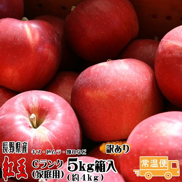 【予約】訳あり りんご 紅玉 Cランク 家庭用 5kg箱入り 約4kg 18玉-23玉 長野県産 リンゴ フルーツ 信州 送料無料 10月上旬頃〜