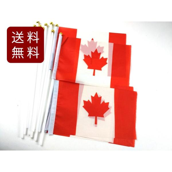 カナダ国旗 ミニフラッグ 10点セット 8号 棒付き 21cmX14cm DM便送料無料 :FL144:まるともストア 通販  