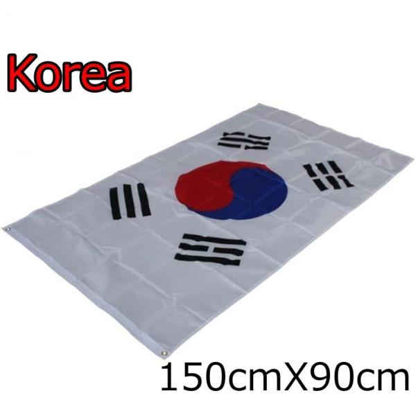 韓国 国旗 太極旗 大型フラッグ 4号サイズ・商品概要サイズ：4号サイズ（約156cm x 89.5cm）素材：ポリエステル・特徴歴史的デザイン：1949年に制定された韓国の象徴で、2011年に現行デザインに変更された大韓民国の国旗多用途：...