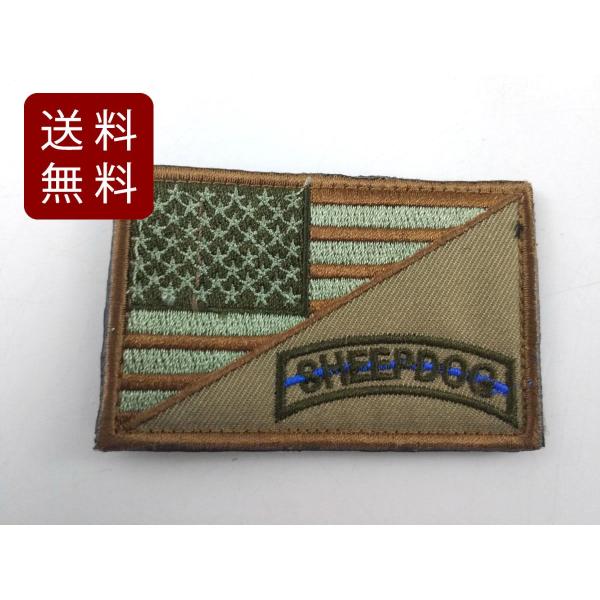 アメリカ国旗 SHEEP DOG ミリタリー パッチ サバゲー 8.5cmx5cm サンド 送料無料
