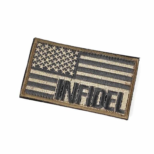 アメリカ国旗 INFIDEL パッチ ワッペン 9cmx5cm サバゲー カーキ ベルクロ イギリス 歴史 星の数 由来 色 国旗 旗 種類 米国 星条旗 おしゃれ 付け方 バトル