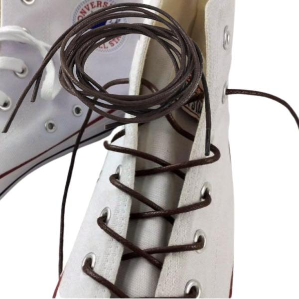 シューレース 靴紐 蝋引き 160cm 極細 2.5mm 丸形 ダークブラウン レザー調 1足分2本入り 靴ひも おすすめ 登山 スポーツ アウトドア 結び方 スニーカー 長さ