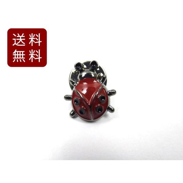 てんとう虫 ピンバッジ ビンテージ風 シルバー 1.2cmX1.8cm DM便