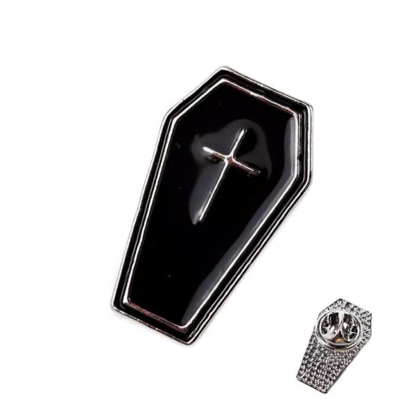 棺桶 ピンバッジ 十字架 オカルト 3.2cmX1.8cm ピンズ 留め具 バッチ