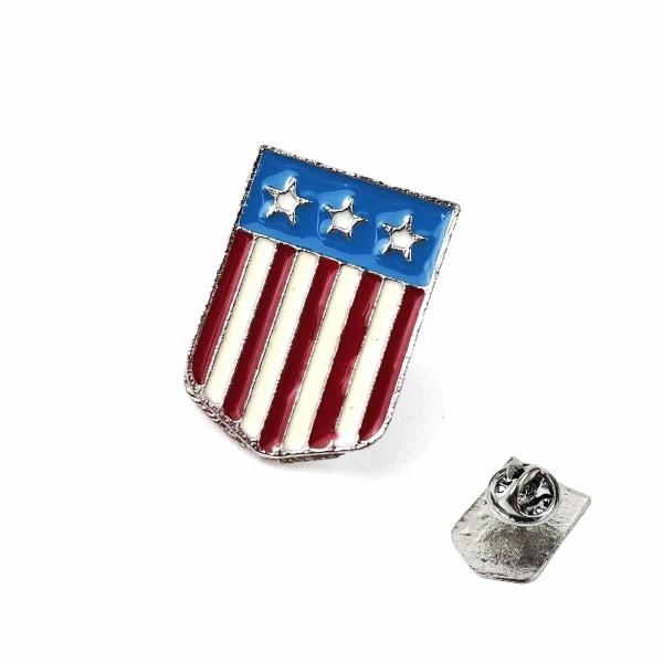 アメリカ 国旗 ピンバッジ 盾形 USA 1.5cmX2.2cm 留め具 バッチ