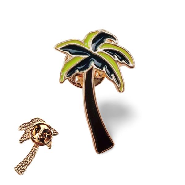 ヤシの木 ピンバッジ ピンズ ゴールド 1.8cmX2.8cm 留め具 バッチ