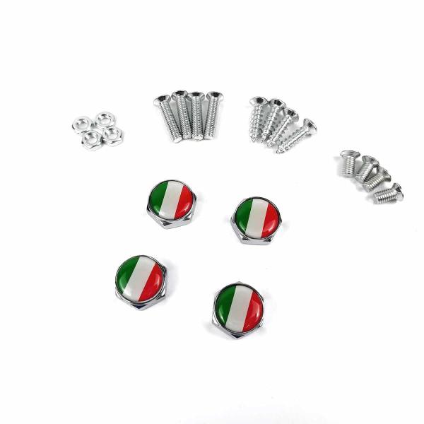 ナンバープレートボルト イタリア国旗 トリコローレ アルファロメオ等に サイズ おしゃれ ボルトキャップ ボルト 付け方 国旗 トリコローレ Italy イタリア 車