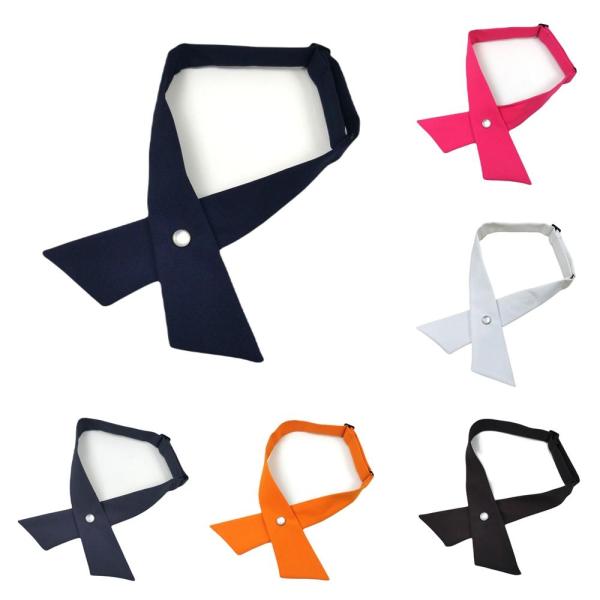 リボンネクタイ クロスタイ 学生風 ブラック 全6色カラー：ネイビー、ピンク、ホワイト、グレー、オレンジ、ダークブラウンサイズ：全長約65cm最大幅：約4.8cm使用イメージはデザイン、カラーが異なる場合がございます。保管時や輸送費に折りじ...