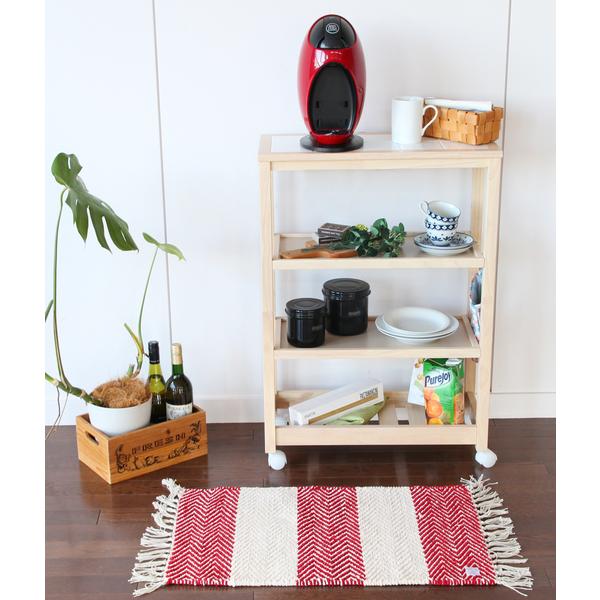 ICHIBA（市場） キッチンワゴン 4段 タイル タイルトップ 耐熱 Soup