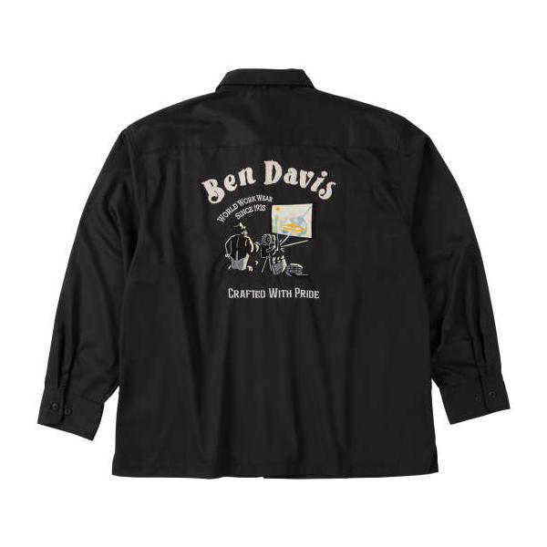 大きいサイズ BEN DAVIS 刺繍ツイルワークシャツ 3L 4L 5L 6L ブラック ラッピング可 送料無料 即日発送 大きいサイズ BEN DAVIS 刺繍ツイルワークシャツ 3L 4L 5L 6L ブラック