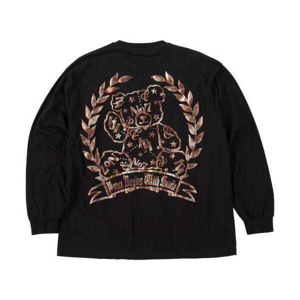 大きいサイズ in the attic ベアシルエット発泡箔プリント長袖Tシャツ 3L 4L 5L 6L ブラック ラッピング可 送料無料 即日発送 大きいサイズ in the attic ベアシルエット発泡箔プリント長袖Tシャツ