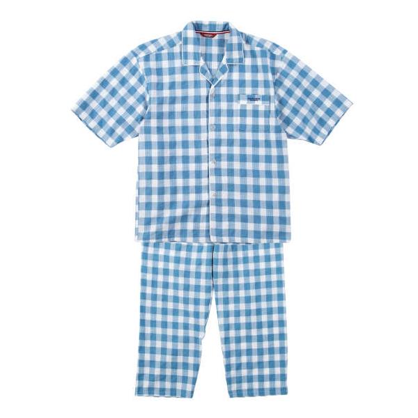 大きいサイズ marie claire homme さらテックサッカーチェック半袖パジャマ 3L 4L 5L 6L 8L MC952012-00784 ラッピング可 送料無料 即日発送 大きいサイズ marie claire homme さらテックサッカーチェック半袖