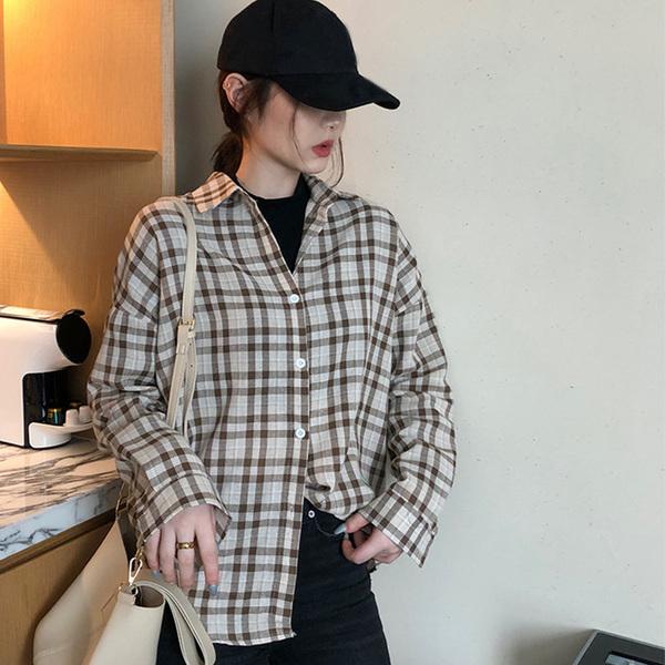 チェック柄シャツ レディース シャツブラウス 春夏秋 開襟シャツ 長袖ドロップショルダー Sk 6187 まるっとマーケット 通販 Yahoo ショッピング