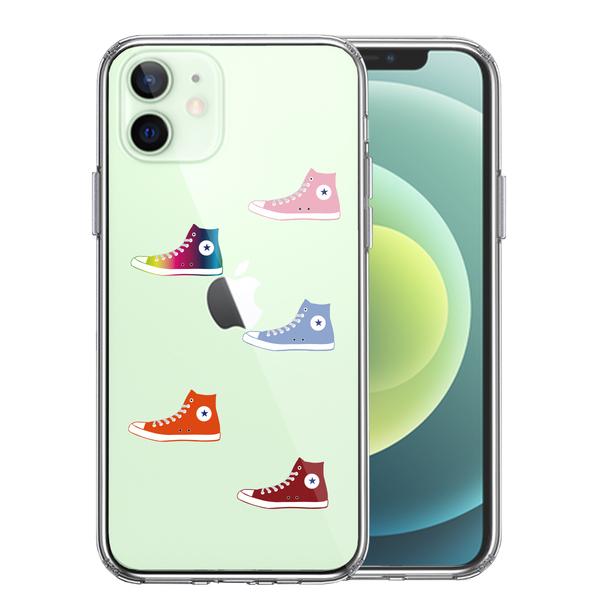 iPhone12mini ケース クリア シェル スニーカー スマホケース 側面