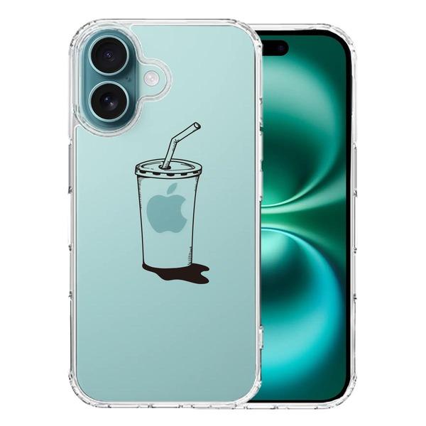 iPhone16 ケース クリア アップルジュース スマホケース 側面 iPhone16 ケース クリア アップルジュース スマホケース 側面