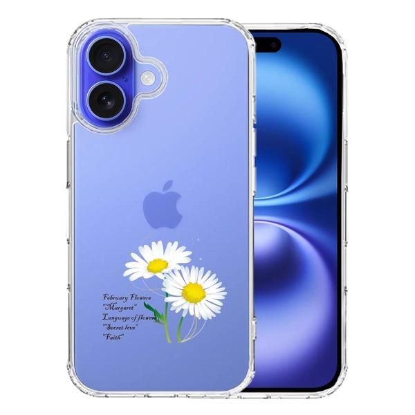iPhone16 ケース クリア 一輪花 2月 マーガレット スマホケース iPhone16 ケース クリア 一輪花 2月 マーガレット スマホケース