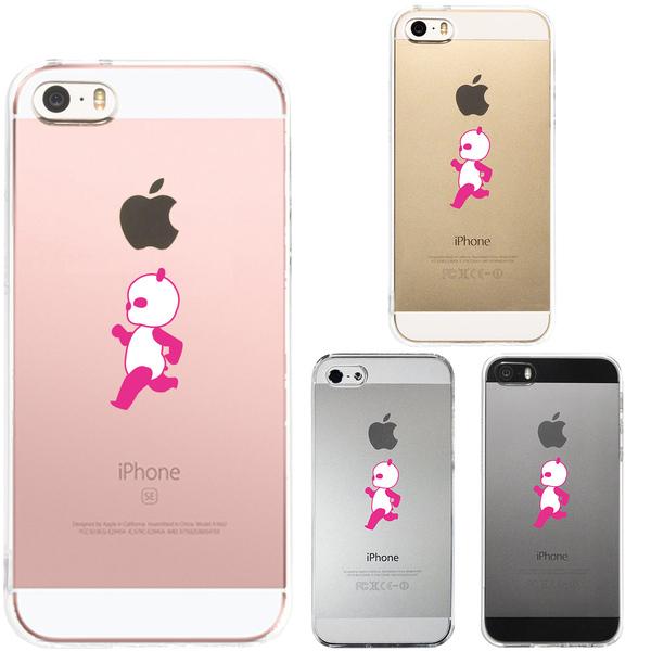 iPhone5 iPhone5s ケース クリア ピンクパンダ 小走り スマホケース