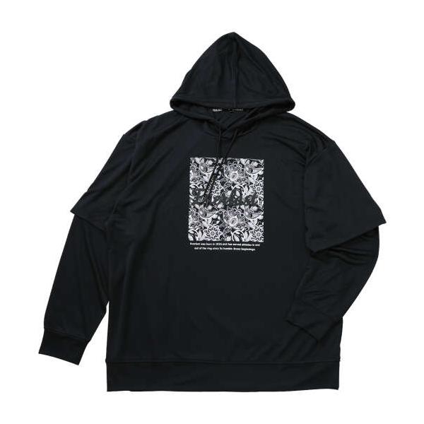 大きいサイズ EVERLAST レイヤードプルパーカー 3L 4L 5L 6L ブラック ラッピング可