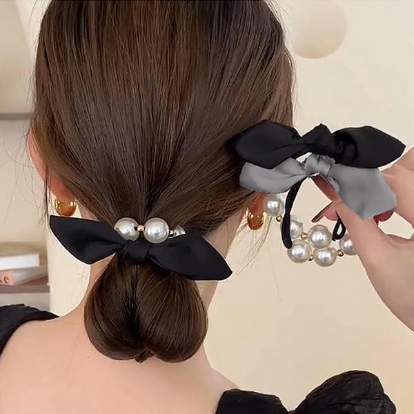 ヘアゴム パール リボン 髪ゴム