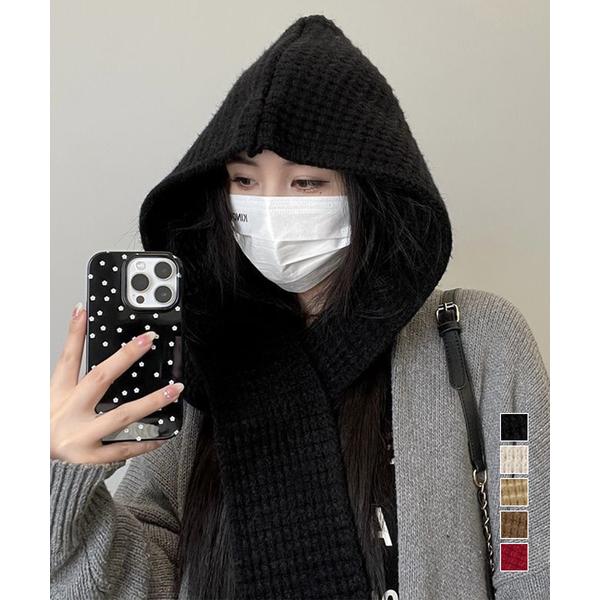 フード付きニットマフラー バラクラバ