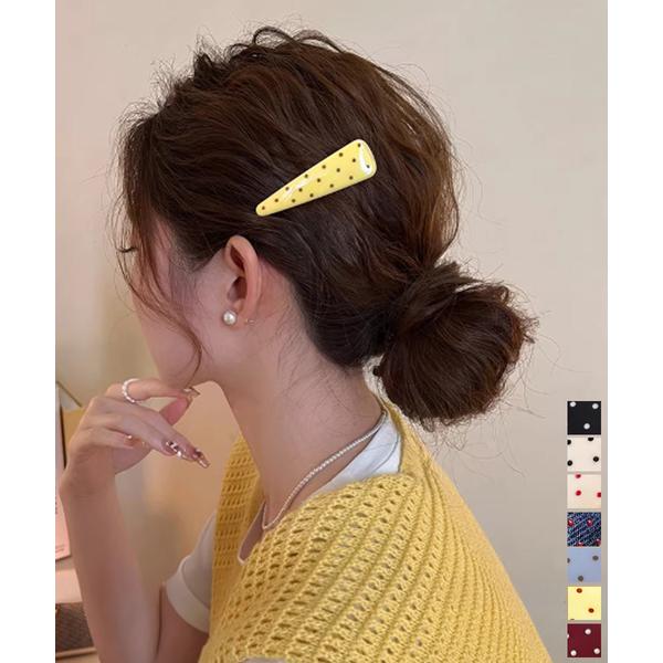 ドット柄 三角ヘアクリップ 可愛い
