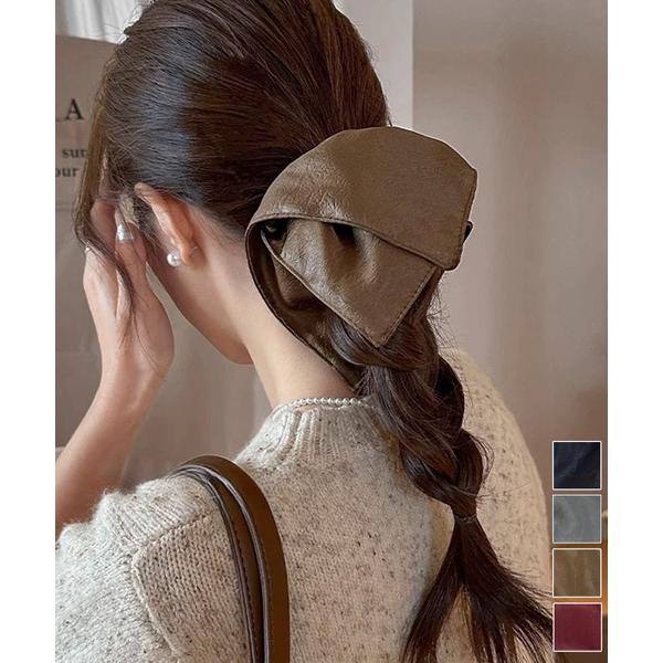 フェイクレザーシュシュ レトロ ヘアゴム