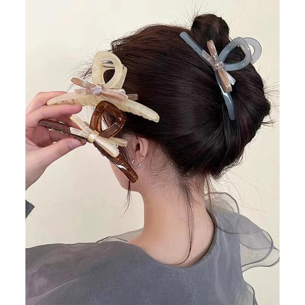 バンスクリップ大人 ヘアクリップおしゃれ　大人女子 風 リボンヘアクリップ きれいめ大きめモチーフ