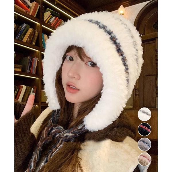 暖かいニット帽ファーキャップもこもこ帽子