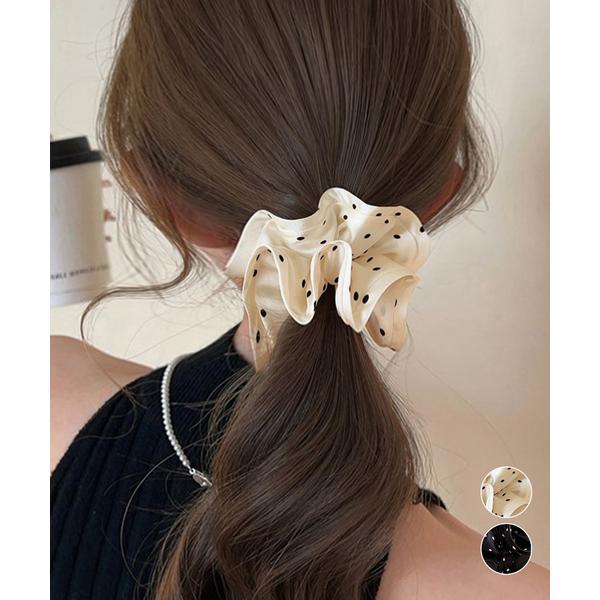 ドット柄シュシュ ヘアゴム 髪飾りグッズ