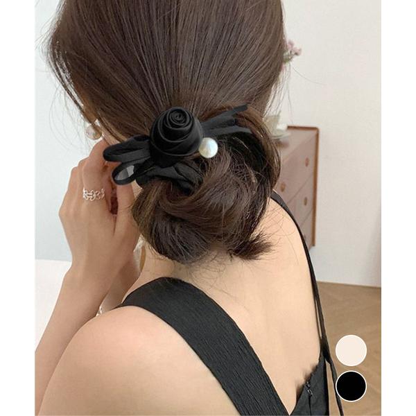 サテンシュシュ ヘアゴム ローズ