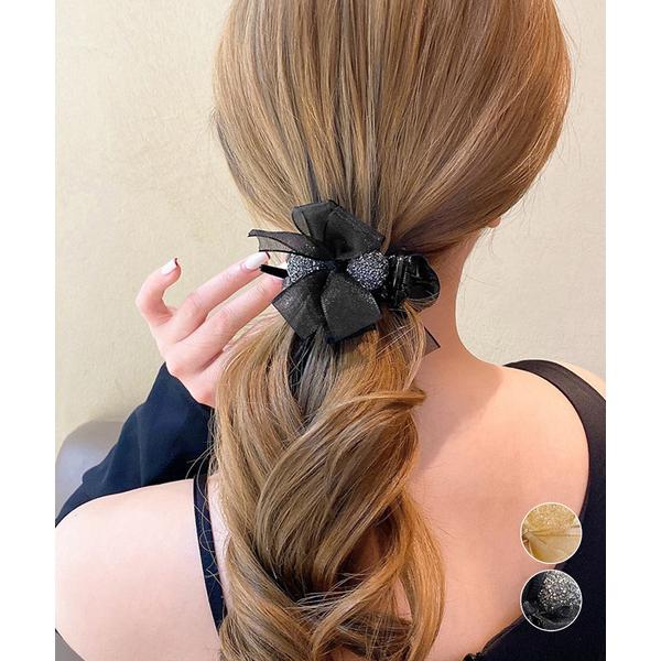 バンスクリップ リボン ヘアクリップ　レディース ヘアアクセサリー ハーフアップ 髪留め