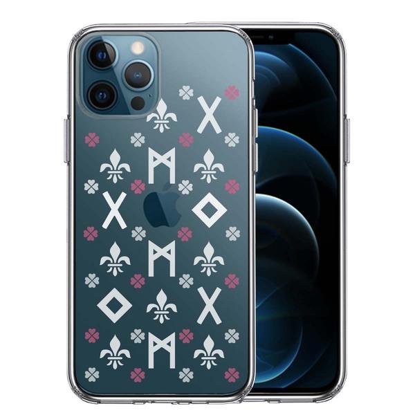 iPhone12Pro ケース クリア ルーン 文字 ピンク スマホケース 側面