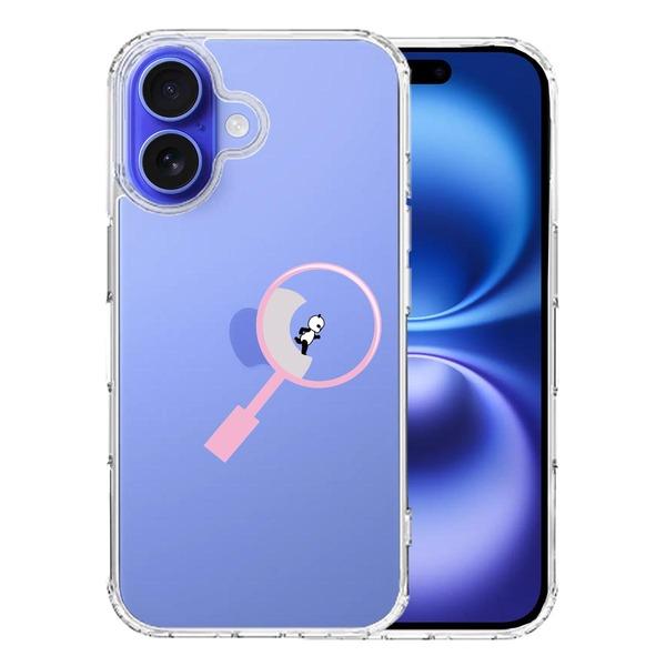 iPhone16 ケース クリア よく見たら パンダ 小走り中 スマホケース 側面ソフト 背面ハード ハイブリッド